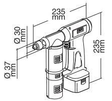 充電式鉚釘槍EB311尺寸圖