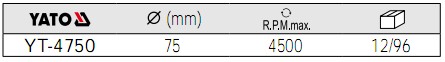 帶桿碗型曲絲鋼絲輪YT-4750參數(shù)